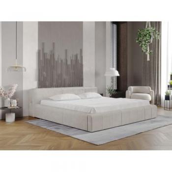 Lit Lipari Rembourré avec Rangement 140x200 en Velours Beige