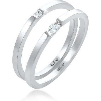Ring Solitär Zirkonia Classic – 925 Sterlingsilber Set (Gr. 52)