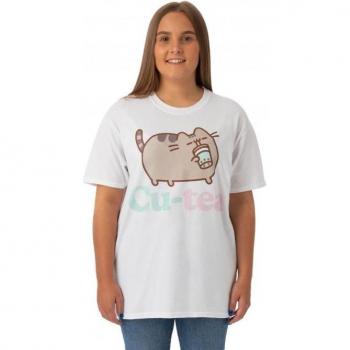 Pusheen Ladies Cute Cat Graphic T-Shirt Size S White