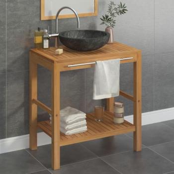Solid Teak Bathroom Vanity with Integrated Marble Sink