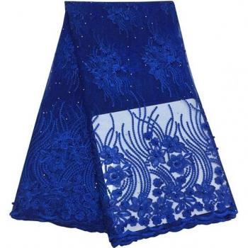 Elegant African Lace Fabric with Beads for Bridal Gowns