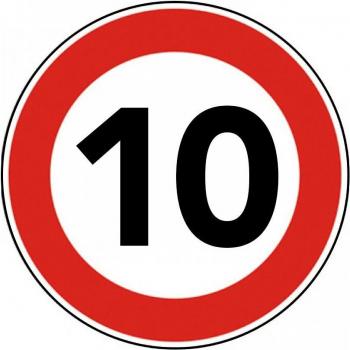 Segnale Limite Massimo Velocità 10 km/h in DB Plast Diametro 60 cm Rifrangente Classe 1