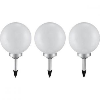 ETC‑Shop Solar‑Schalter‑Lampe 3er-Set – 20 cm Kugellampe, außen, Ein/Aus