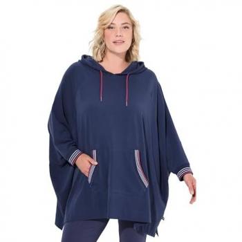 Ulla Popken Herren‑ und Damen‑Pullover Poncho oversized, Kapuzen‑Langarm