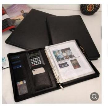 Leather A4 File Bag with Writing Pad and Calculator