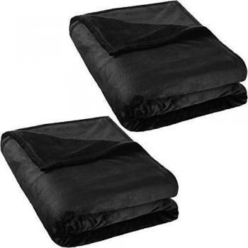 Set of 2 Black Washable Blankets