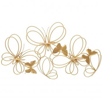 Portacandele in metallo dorato cm 61x12x34