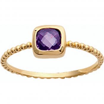 Bague 'Rêve Doré' Améthyste 6x6 mm
