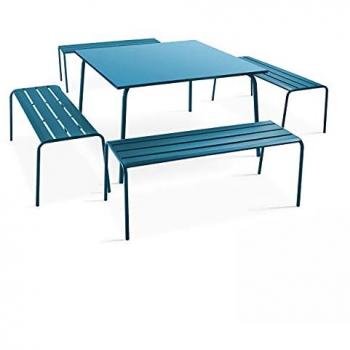 Modulo di Giardino Quadrato con Panche in Alluminio Blu