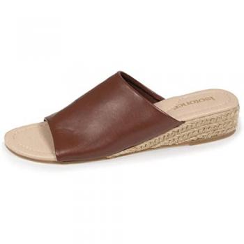 Isotoner Mules à talon de 3 cm, bordure en corde, couleur cognac, femme 39