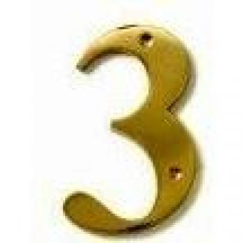Brass House Number 3 – 6″ Classic