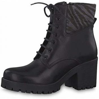 Tamaris Damenbooties – Chukka Stiefel in Schwarz mit Zebra‑Muster