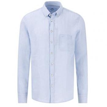 Regular Fit Leinenhemd in hellblauer Farbe, Größe 3XL – Herren – Button-Down-Kragen