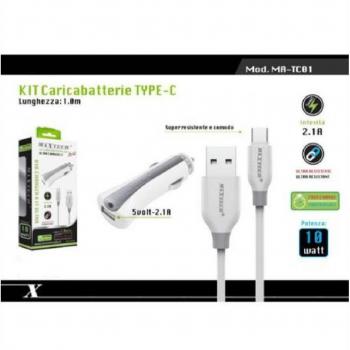 Cargador de Auto Maxtech USB Tipo-C 1mt Carga Rápida 10W Ma-tc01