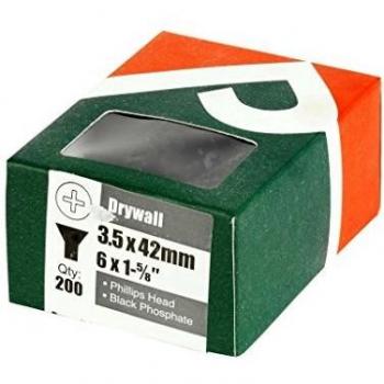 ForgeFix FOR200DWS42 Drywall Screw Phillips Bugle Head SCT Black Phosp 3.5 x 42mm Box 200