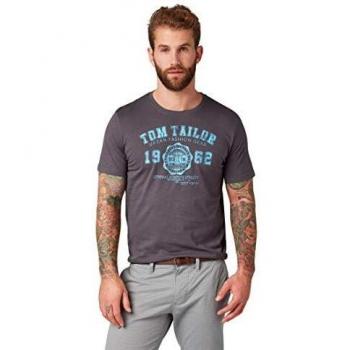 Tom Tailor Logo T-Shirt Camiseta, Tarmac Grey, M para Hombre