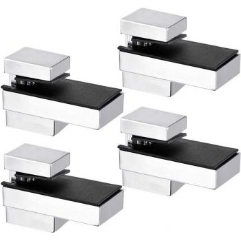 Wall Mount Glass Shelf Bracket, Adjustable Zinc Alloy Clamp for 4-15mm Shelves, 4-Pack