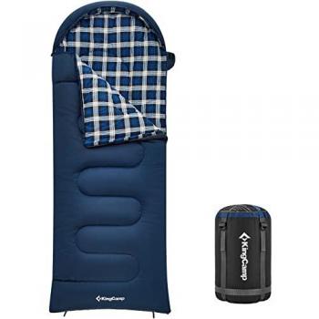 Kinderschlafsack Cloud 300 Winter XL von KingCamp – Baumwoll‑Blue mit Reißverschluss links