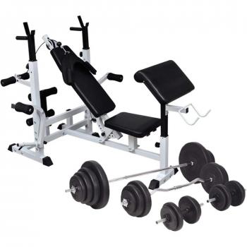 VidaXL Multi-Function Weight Bench and Rack with 120 kg Set