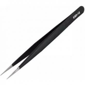 Pinces mini‑précision inox antistatiques ESD‑12