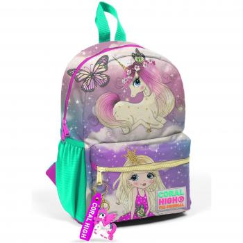 Dual-Pocket Unicorn Kid's Backpack (Pink/Water)