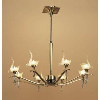Suspension Viena 8 ampoules G9 télescopique laiton antique