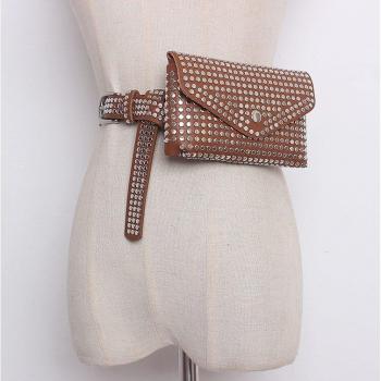 Bolso riñonera de lujo para mujer con remaches, estilo Punk, pouch para teléfono móvil WHDV0632