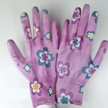NMSafety Women's Garden Work Gloves, 3 Pairs, Flower Design, Polyester Liner, PU Coated