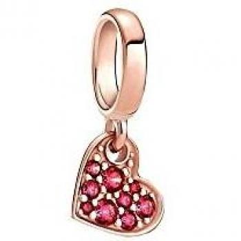 Pandora Día de la Madre Charm Colgante en Rose Corazón Rojo en Pavé 789404C02, para Mujer