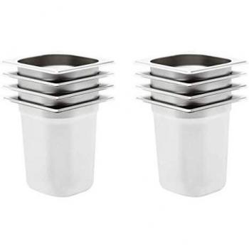 Stainless Steel GN 1/6 Food Containers Set of 8 200 mm