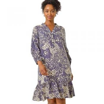 Chemisier gris « Tiered Dress » à motif Abstract – Roman