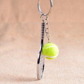Tennis Racket Keychain with Ball