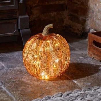 Pumpkin Sparkle: 20‑LED Glass Orange Stakes