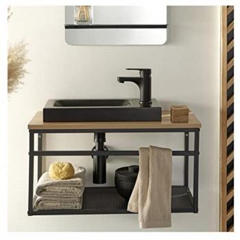 Meuble Lave-Mains Compact WILO avec Vasque et Robinet Noir