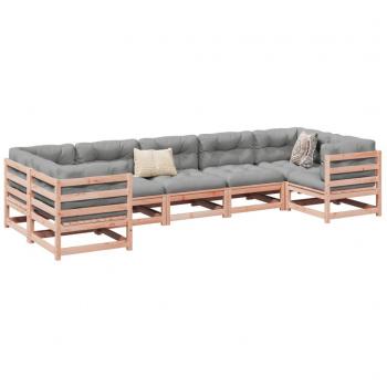 Set de mobilier de jardin 7 pièces en bois massif sapin de Douglas