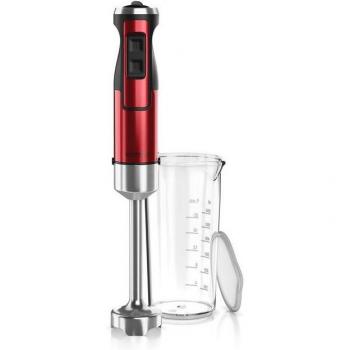 Arendo Edelstahl Stabmixer 1000 W, Handmixer in Rot mit Turbotaste