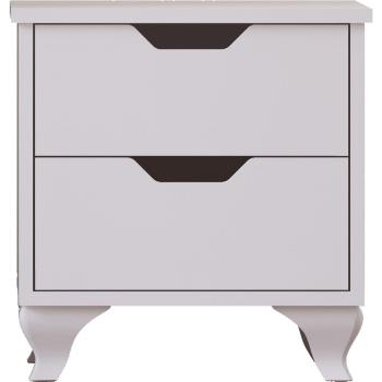 Bergen 2 Drawer White Bedroom Table