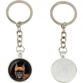 Silberner Art‑Dog Boxer III – Individueller Schlüsselanhänger mit Foto