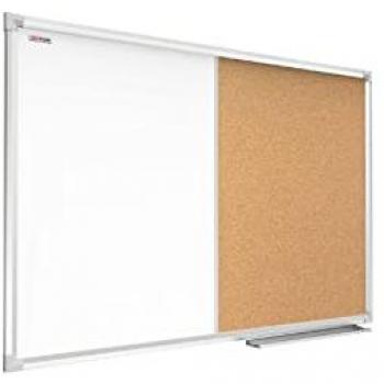 Tableau Blanc Magnétique et Liège avec Cadre Aluminium 120x90cm