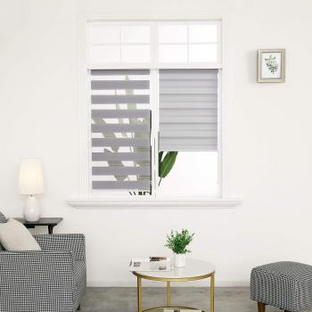 Deconovo Fensterrollo ohne Schrauben – Doppelrollo 60 × 150 cm, hellgrau