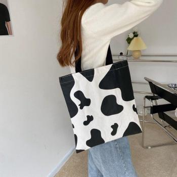Canvas Cow Print Tote for Ladies