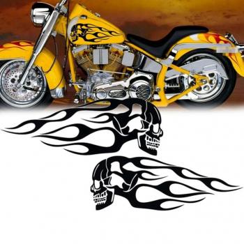 Decal Moto Cráneo Llamas