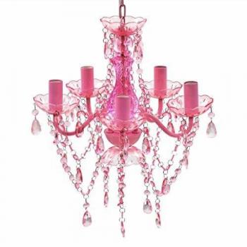 Elegant 5-Light Pink Crystal Chandelier