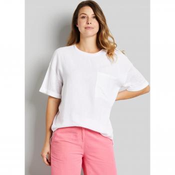 Bugatti Hochwertiges Leinenshirt aus Baumwoll-Leinen-Mix in Weiß