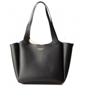 Tote Bag in Pelle Nera Twinset