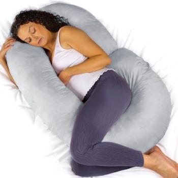 C-Shape Maternal Comfort Pillow (Memory Foam) – Light Grey, 140x65x20 cm