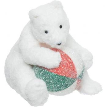 Orso Brillante 30 cm – Set Natalizio con Palla
