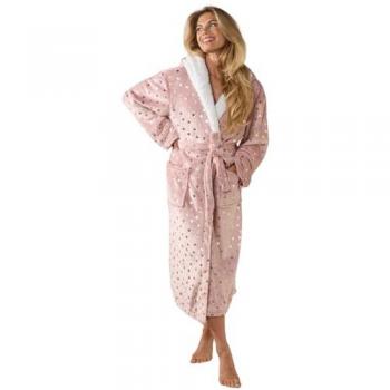 Soft Sherpa Fleece Heart Star Women's Lounge Robe