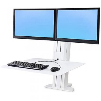 Ergotron WorkFit-SR Dual Sit-Stand Workstation, White, Aluminum