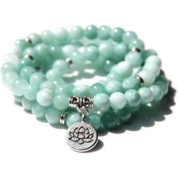 Pulsera Colgante de Yoga 108 Perlas Loto Color Verde para Hombre y Mujer